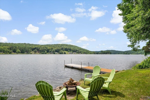 2235 Oaks Rd, Argyle, NY 12809 - dock with a water view, a forest view, and an outdoor fire pit