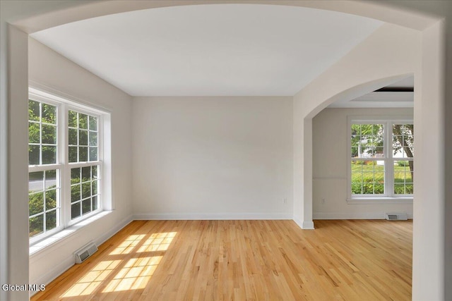 3 Lucille Ln, Malta, NY 12019 - empty room with plenty of natural light, arched walkways, and light wood-type flooring