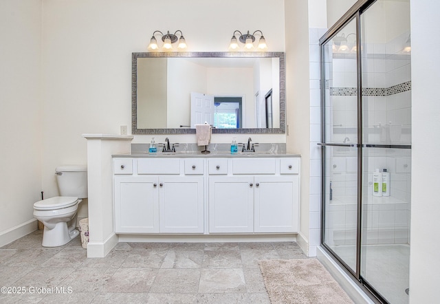 55 Winterberry Ln, Moreau, NY 12828 - bathroom featuring double vanity and a shower stall