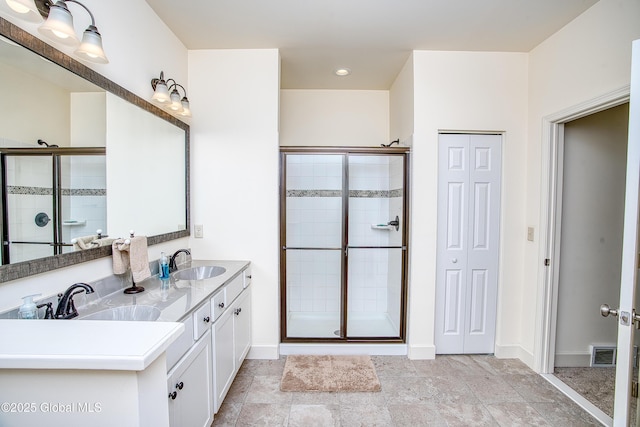 55 Winterberry Ln, Moreau, NY 12828 - full bath featuring double vanity, a stall shower, and recessed lighting