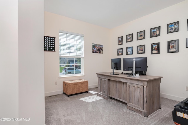 55 Winterberry Ln, Moreau, NY 12828 - home office featuring baseboards and light carpet