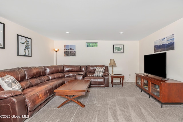 55 Winterberry Ln, Moreau, NY 12828 - living room featuring light carpet and recessed lighting