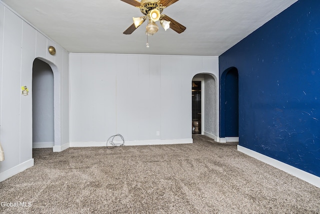 1633 Chrisler Ave, Schenectady, NY 12303 - carpeted spare room featuring arched walkways and a ceiling fan