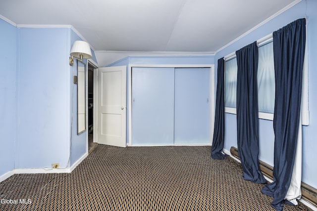 1633 Chrisler Ave, Schenectady, NY 12303 - unfurnished bedroom with carpet flooring, a closet, and crown molding