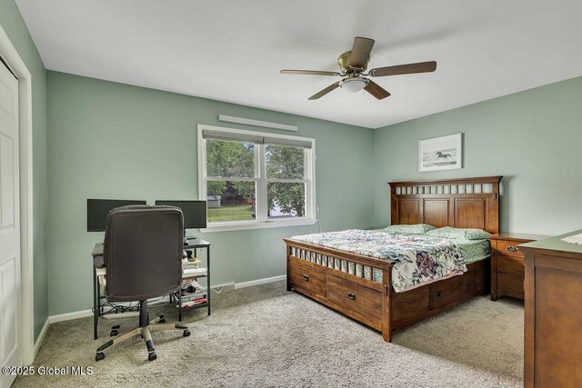 15 Deer Path Dr, Colonie, NY 12205 - bedroom with carpet flooring, an office area, and ceiling fan