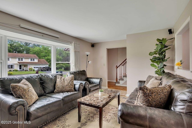 15 Deer Path Dr, Colonie, NY 12205 - living area with stairs and light wood-style floors