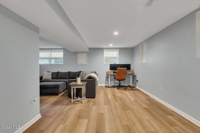 33 Comely Ln, Colonie, NY 12110 - living room with a desk, light wood-style flooring, and recessed lighting
