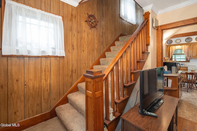1659 State Route 7, Cobleskill, NY 12043 - stairway with wood walls and ornamental molding