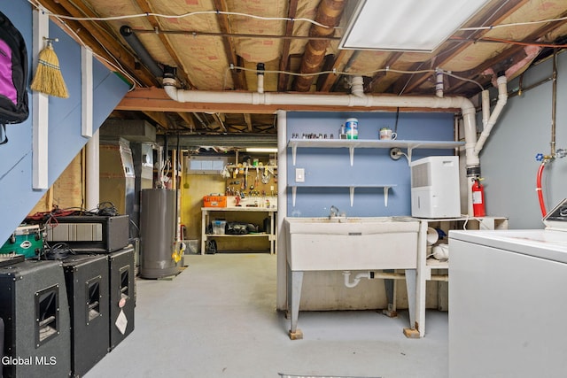 27 Terry Ave, Guilderland, NY 12303 - unfinished basement featuring washer / clothes dryer, water heater, and a workshop area