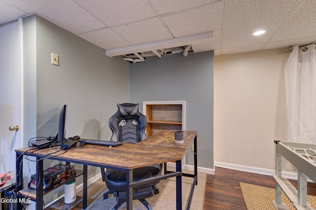 909 Ash Tree Ln, Niskayuna, NY 12309 - office space with wood finished floors, a drop ceiling, and recessed lighting