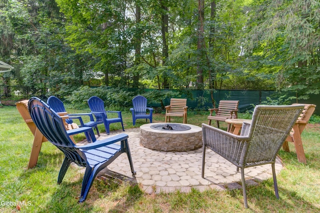 909 Ash Tree Ln, Niskayuna, NY 12309 - view of patio with a fire pit