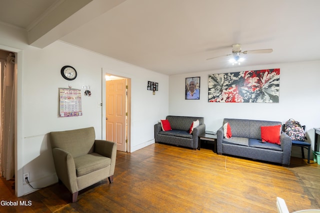 8-10 Spruce St, Rensselaer, NY 12144 - living area featuring a ceiling fan and wood finished floors