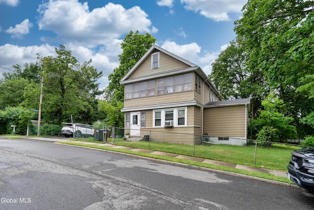 8-10 Spruce St, Rensselaer, NY 12144 - view of front of house featuring a fenced front yard and cooling unit