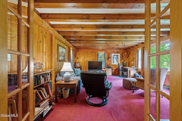 135 Willow St, Guilderland, NY 12084 - living area with carpet and wooden walls