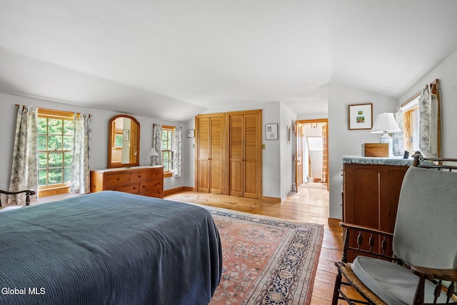 135 Willow St, Guilderland, NY 12084 - bedroom with lofted ceiling, light wood-style floors, and a closet