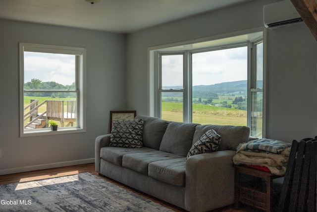 367 Buel Rd, Canajoharie, NY 13317 - living area featuring an AC wall unit and wood finished floors