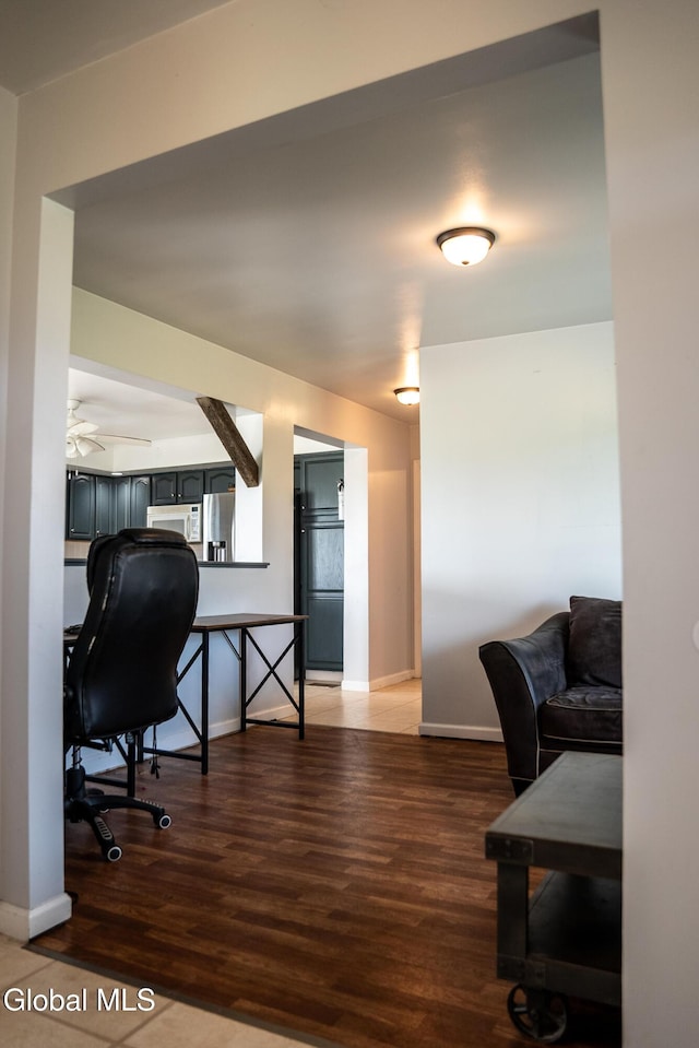 367 Buel Rd, Canajoharie, NY 13317 - office area with wood finished floors and a ceiling fan