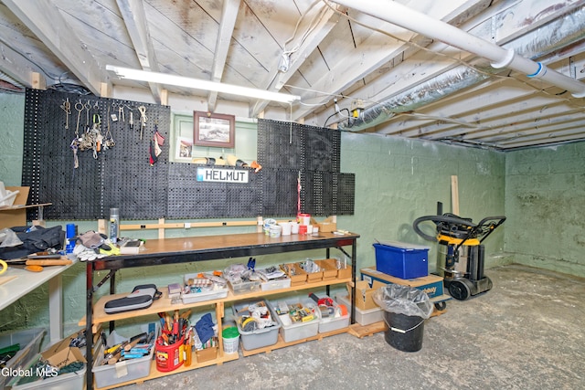 1752 Van Cortland St, Schenectady, NY 12303 - unfinished below grade area featuring a workshop area