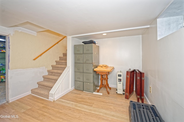 1752 Van Cortland St, Schenectady, NY 12303 - below grade area with wood finished floors and stairs