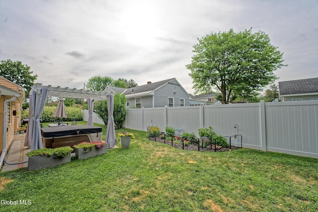 1752 Van Cortland St, Schenectady, NY 12303 - fenced backyard featuring a hot tub and a pergola