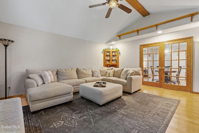 125 Halfmoon Dr, Guilderland, NY 12009 - living area featuring a ceiling fan, french doors, wood finished floors, and recessed lighting