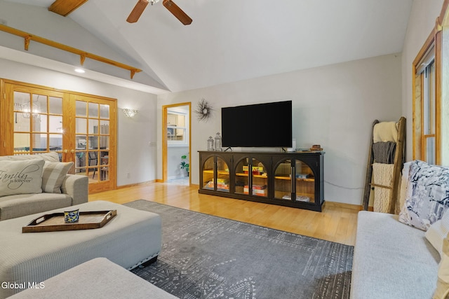 125 Halfmoon Dr, Guilderland, NY 12009 - living area with french doors, wood finished floors, and a ceiling fan