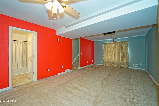 50 Sandy Ln, Bethlehem, NY 12158 - unfurnished room featuring carpet, stairway, and a ceiling fan