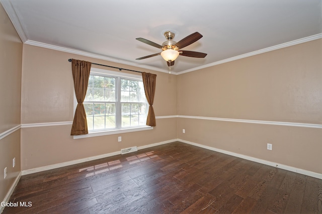 50 Sandy Ln, Bethlehem, NY 12158 - unfurnished room featuring dark wood-style flooring, a ceiling fan, and crown molding