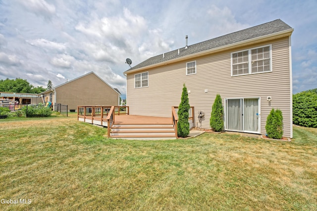 50 Sandy Ln, Bethlehem, NY 12158 - back of house featuring a deck and a lawn