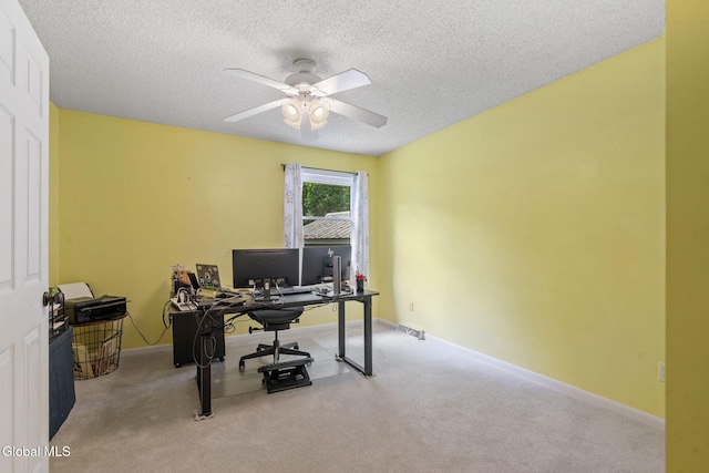 145 Sylvia Ln, Rotterdam, NY 12306 - carpeted home office featuring a ceiling fan and a textured ceiling