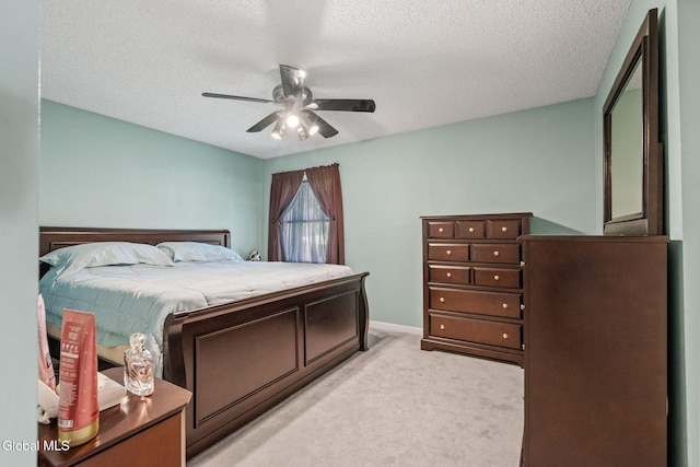 145 Sylvia Ln, Rotterdam, NY 12306 - bedroom featuring light colored carpet, a textured ceiling, and ceiling fan