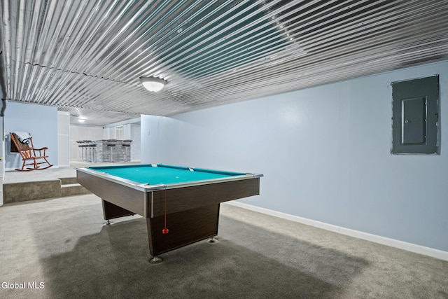 145 Sylvia Ln, Rotterdam, NY 12306 - playroom featuring electric panel, billiards table, and carpet flooring