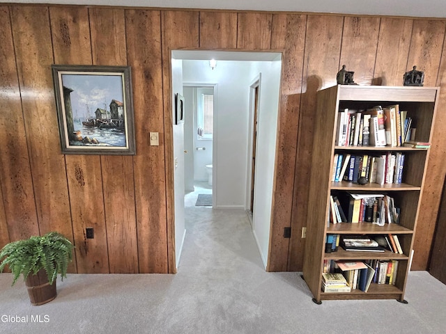 12 Winkel Way, Clifton Park, NY 12019 - hall with wood walls and carpet floors