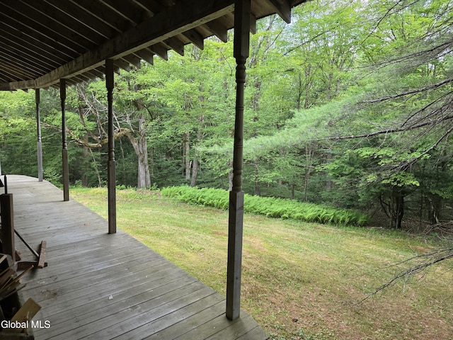 135 Glenwild Rd, Providence, NY 12850 - wooden deck with a view of trees and a yard
