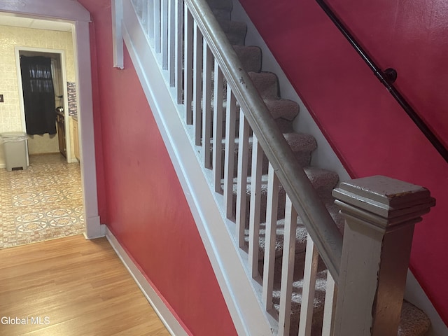 1341 7th Ave, Schenectady, NY 12303 - stairway featuring baseboards and wood finished floors