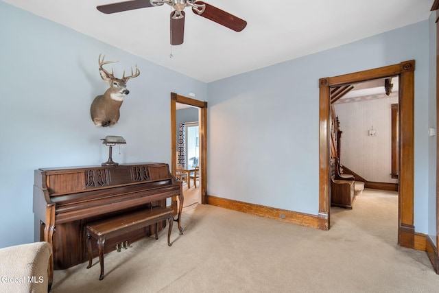 138 Elm St, Cobleskill, NY 12043 - sitting room featuring light colored carpet and ceiling fan