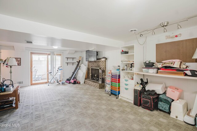 10 Tower Hts, Colonie, NY 12211 - rec room featuring a fireplace and carpet flooring