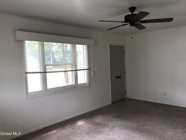 23 Cottage Hill Rd, Queensbury, NY 12804 - unfurnished room with a ceiling fan, carpet floors, and crown molding