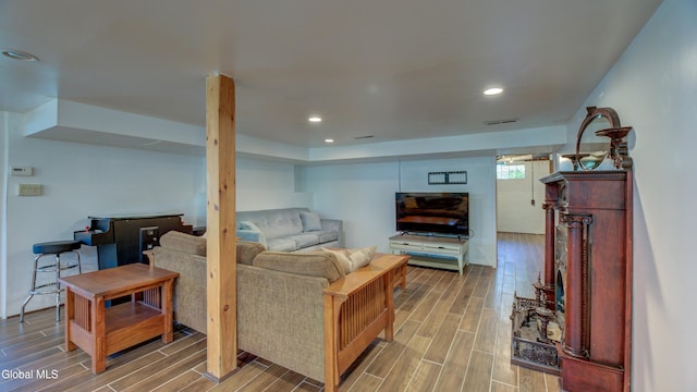 115 Shore Dr, Broadalbin, NY 12025 - living area featuring wood finished floors and recessed lighting