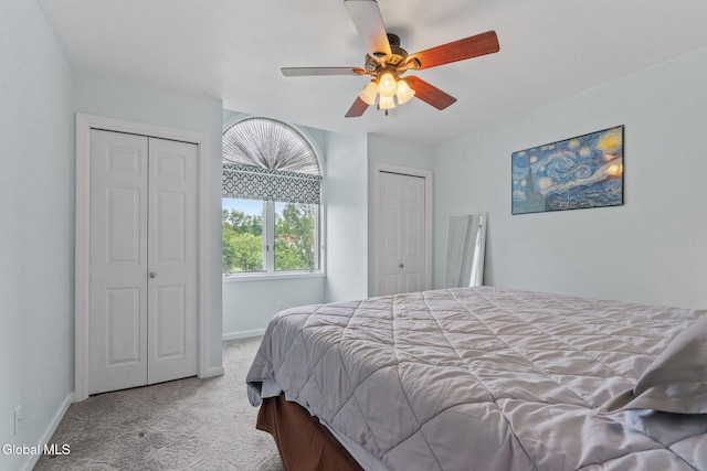 5 Gregg Rd, Altamont, NY 12009 - bedroom with two closets, carpet flooring, and a ceiling fan