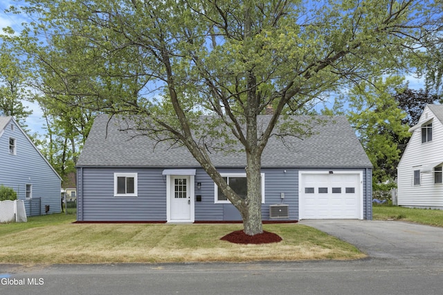 789 Troy Schenectady Rd, Colonie, NY 12110 - cape cod house featuring driveway, roof with shingles, a front lawn, and a garage