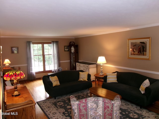 22 Frances Ln, Bethlehem, NY 12203 - living area with wood finished floors and ornamental molding