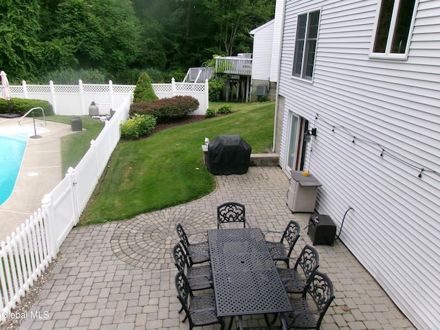 22 Frances Ln, Bethlehem, NY 12203 - fenced backyard featuring area for grilling and a patio