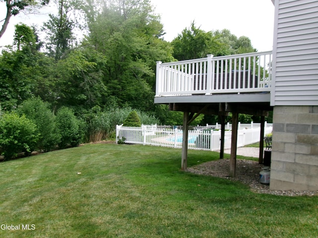 22 Frances Ln, Bethlehem, NY 12203 - view of yard featuring a wooden deck