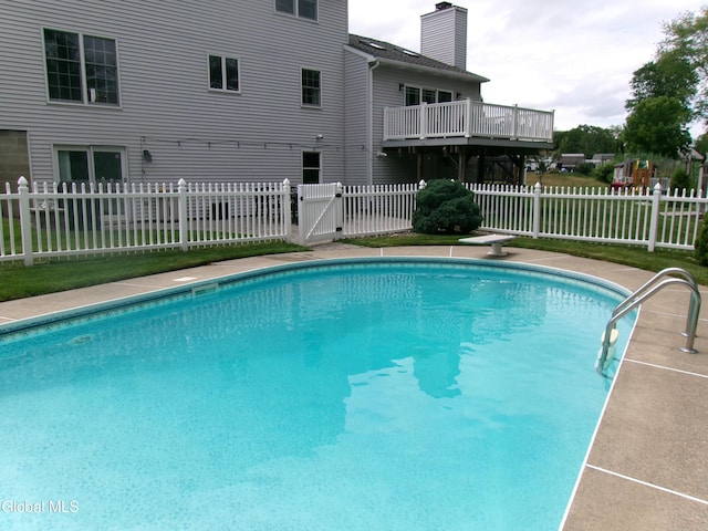 22 Frances Ln, Bethlehem, NY 12203 - view of pool with a gate and a diving board