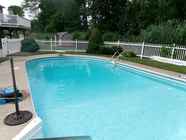 22 Frances Ln, Bethlehem, NY 12203 - view of swimming pool featuring a fenced backyard and a diving board