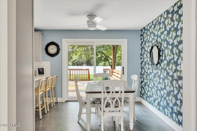 611 Via Ponderosa, Schenectady, NY 12303 - dining space featuring baseboards and ceiling fan