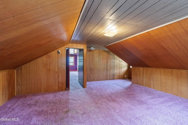 2780 Campbell Ave, Schenectady, NY 12306 - additional living space with carpet, lofted ceiling, wood walls, and wood ceiling