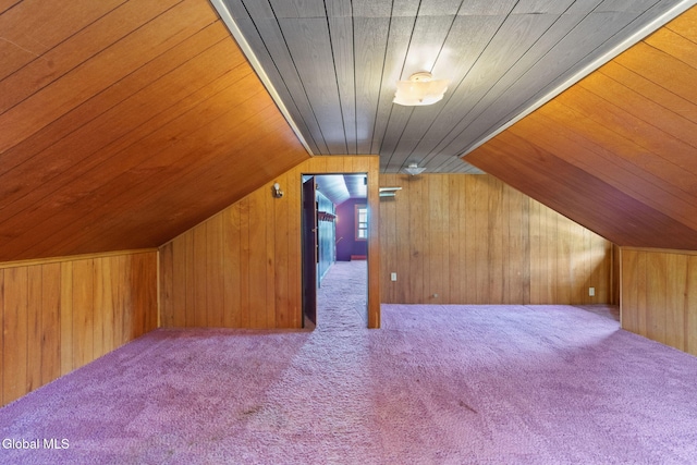 2780 Campbell Ave, Schenectady, NY 12306 - additional living space with carpet floors, wood ceiling, wooden walls, and lofted ceiling