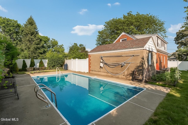 19 Elmhurst Ave, Colonie, NY 12205 - view of pool featuring a fenced backyard and an outdoor structure